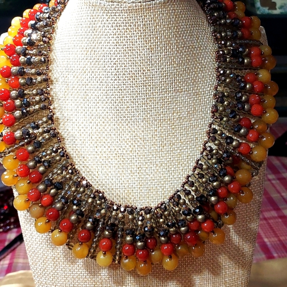 Vintage Beaded Statement Necklace